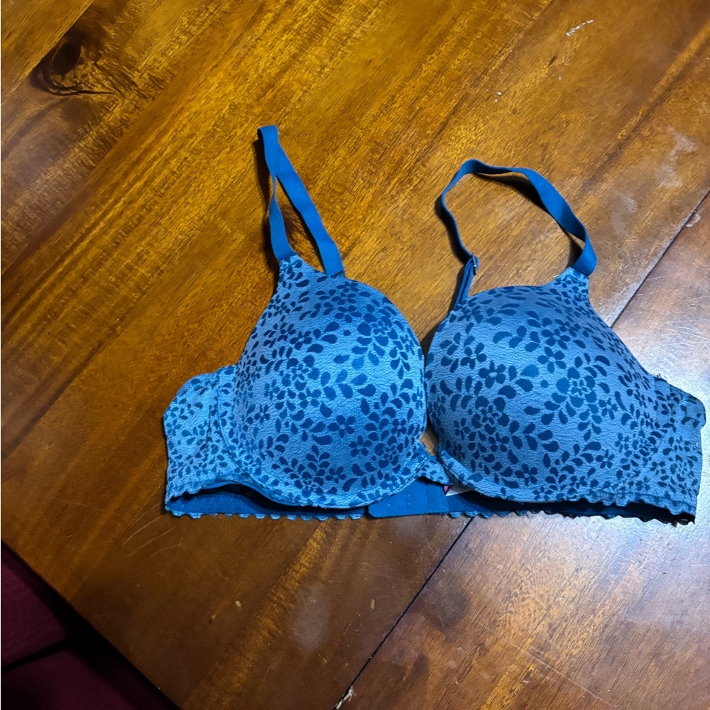 Adore Me Blue Leaf Pattern Bra